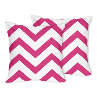 Sweet Jojo Designs Zig Zag Hot Pink and White Chevron Throw Pillows (Set of 2)