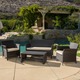 Outdoor Santa Lucia 4-piece Brown Wicker Conversation Set with Cushions by Christopher Knight Home