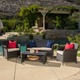 Outdoor Santa Lucia 4-piece Brown Wicker Conversation Set with Cushions by Christopher Knight Home
