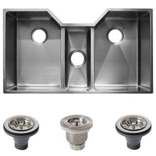 Ticor 36-inch 16 Gauge Stainless Steel Triple Bowl Undermount Tight Radius Square Kitchen Sink