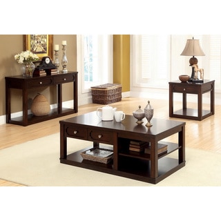 Furniture of America 'Desiree' Brown Cherry 3-piece Occasional Table Set