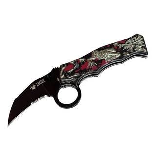 Zombie Killer Black and Green Handle Spring Assisted Knife