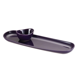 Rachael Ray Purple Stoneware Baguette Tray with Dipping Cup