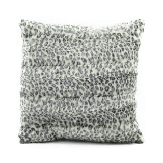 Mina Victory by Nourison Faux Fur Grey/ White 18 x 18-inch Throw Pillow