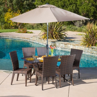 Brooke Rectangular Outdoor Cast and Wicker 7-piece Set by Christopher Knight Home