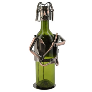 WineBodies Saxophone Player in Bronze Metal Wine Bottle Holder