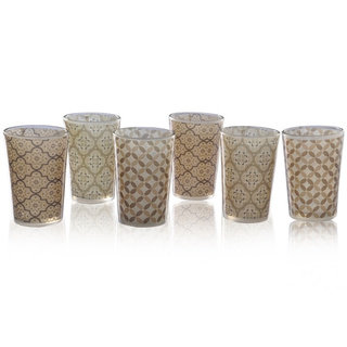 Geometric Tan set of 6 Moroccan Tea Glasses (India)