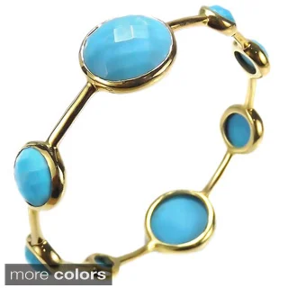 Faceted Floating Bubble Stone Gold Over Brass Bracelet (Thailand)