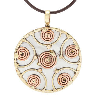 Handmade Stainless Steel Copper Coil Medallion Necklace (India)