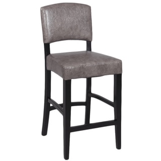 Somette Grey Leather 30-inch Stationary Solid Birch Bar Stool