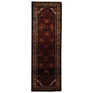 Antique 1960's Persian Hand-knotted Tribal Husianabad Hamadan Rust/ Ivory Wool Rug (3'7 x 10'8)