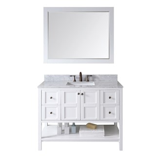 Virtu USA Winterfell 48-inch Single Sink White Vanity with Carrara White Marble Countertop with Backsplash