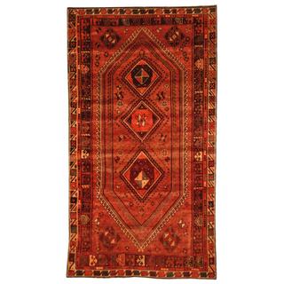Semi-antique 1970s Persian Hand-knotted Shiraz Red/ Burgundy Wool Area Rug (5' x 9'2)