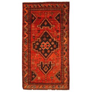 Semi-antique 1960s Persian Hand-knotted Shiraz Red/ Brown Wool Area Rug (5' x 9'5)