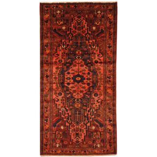 Antique 1960's Persian Hand-knotted Mazlagan Hamadan Burgundy/ Rust Wool Rug (4'4 x 8'8)