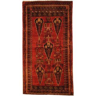 Antique 1940's Persian Hand-knotted Koliaee Hamadan Rust/ Brown Wool Rug (4'10 x 8'10)