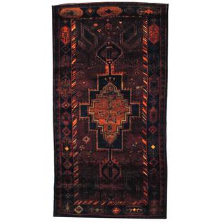 Antique 1960's Persian Hand-knotted Tribal Musel Hamadan Rust/ Navy Wool Rug (4'9 x 8'11)