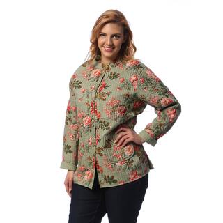 La Cera Women's Plus Size Quilted Mandarin Collar Jacket