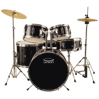 Union UJ5 Black 5-piece Junior Drum Set with Hardware, Cymbals, and Throne