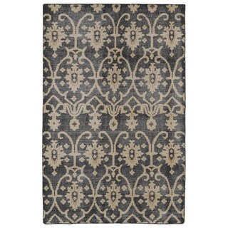 Hand-Knotted Vintage Replica Charcoal Wool Rug (5'6 x 8'6)