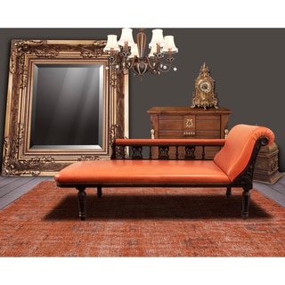 Hand-Knotted Vintage Replica Orange Wool Rug (5'6 x 8'6)