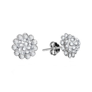 Gleaming Sunflower Cubic Zirconia .925 Silver Stud Earrings (Thailand)