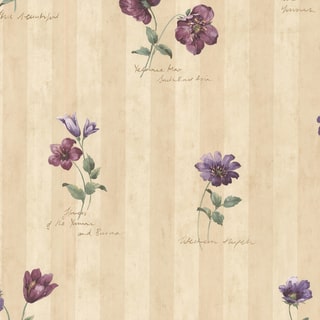 Syringa Floral Beige Stripe Wallpaper