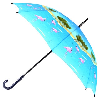Leighton Flamingo Print Wooden-handle Umbrella