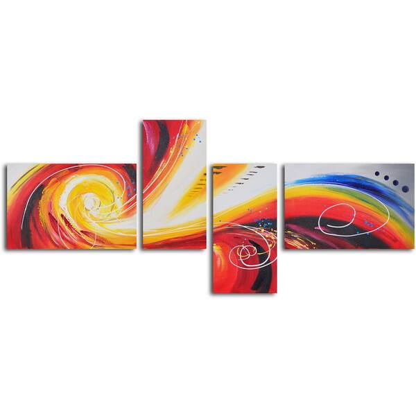 Hand Painted "Eye of Rainbow Storm" Canvas Wall Art