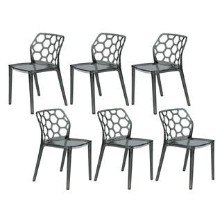 LeisureMod Cove Transparent Black Acrylic Modern Dining Chair (Set of 6)