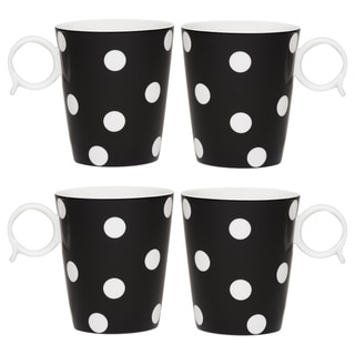Freshness Mix & Match Dots Black 12-ounce Mug Set