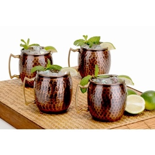 Old Dutch Antique Hammered Solid Copper Moscow Mule Mugs (Set of 4)