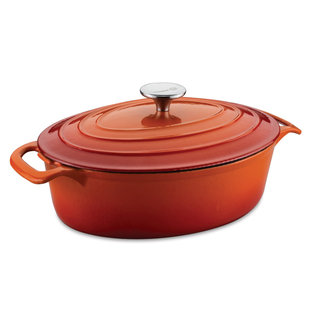 Korkmaz Casterra 3.5-quart Orange Ceramic-coated Cast Iron Oval Casserole Dish