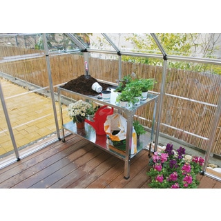 Palram Greenhouse Accessory Bundle with Shelves, Work Bench, Auto Vent and Hangers