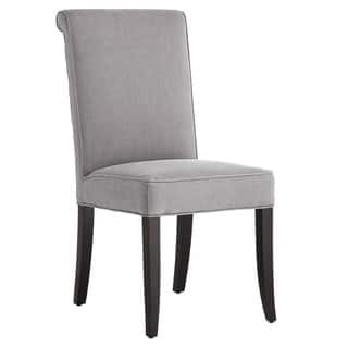 Sunpan 'Club' Baron Grey Linen Dining Chairs with Tufted Back (Set of 2)