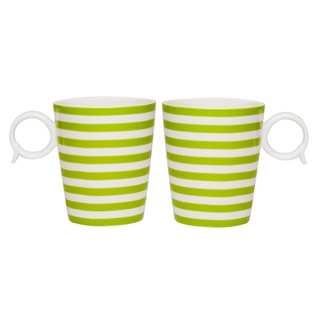 Red Vanilla Freshness Mix & Match Olive Lines 12-ounce Mugs (Set of 2)