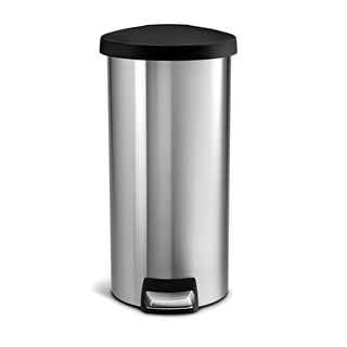 simplehuman Stainless Steel Plastic Lid Round Step Can
