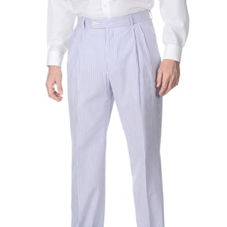 Palm Beach Men's Double Reverse Pleated Navy/ White Seersucker Suit Pants