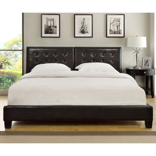 Chocolate Upholstered Button-tufted Platform Bed