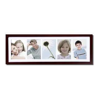 Walnut Matted 5-opening Wooden Wall Hanging Photo Frame
