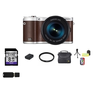Samsung NX300M Mirrorless Brown Digital Camera Body with 18-55mm OIS Lens 8GB Bundle