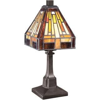 Stephen Tiffany Glass Vintage Bronze Finish Desk Lamp