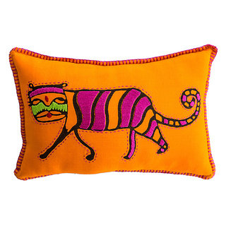 Handmade Tiger Print Stuffed Baby Pillow (India)