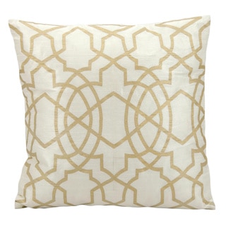 Michael Amini Lattice Ivory/Gold Throw Pillow (18-inch x 18-inch) by Nourison