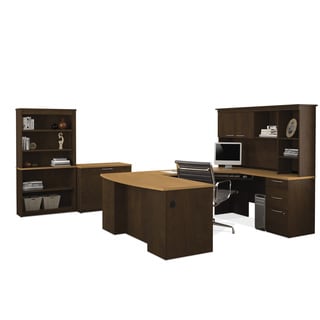 Hatley by Bestar U-shaped Desk with Lateral file and Bookcase