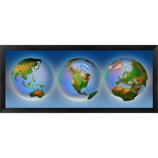 'Close-up of three globes' Framed Panoramic Photo
