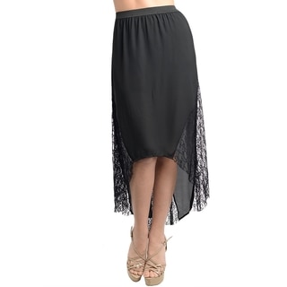Stanzino Women's Black Chiffon Banded Waist High-low Skirt