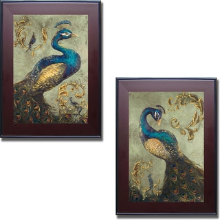 Tiffany Hakimpour 'Peacock on Sage I and II' Framed 2-piece Canvas Set