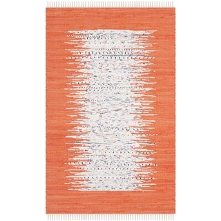 Safavieh Hand-woven Montauk Ivory/ Orange Cotton Rug (2'6 x 4')