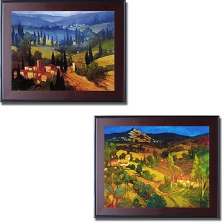 Philip Craig 'Tuscan Valley View and Provencal Landscape' Framed 2-piece Canvas Art Set
